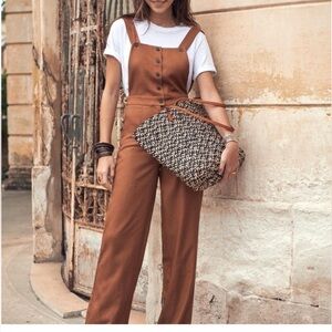 Sezane Ernest jumpsuit size 36 women’s US Sz Small tan brown French casual